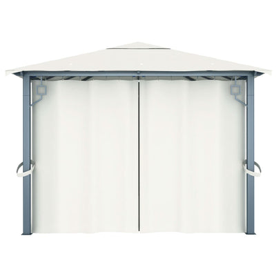 Gazebo with Curtain 400x300 cm Cream Aluminium