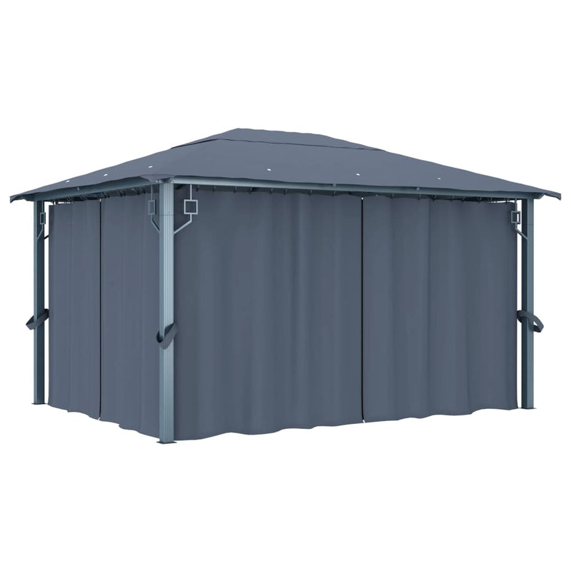 Gazebo with Curtain 400x300 cm Anthracite Aluminium