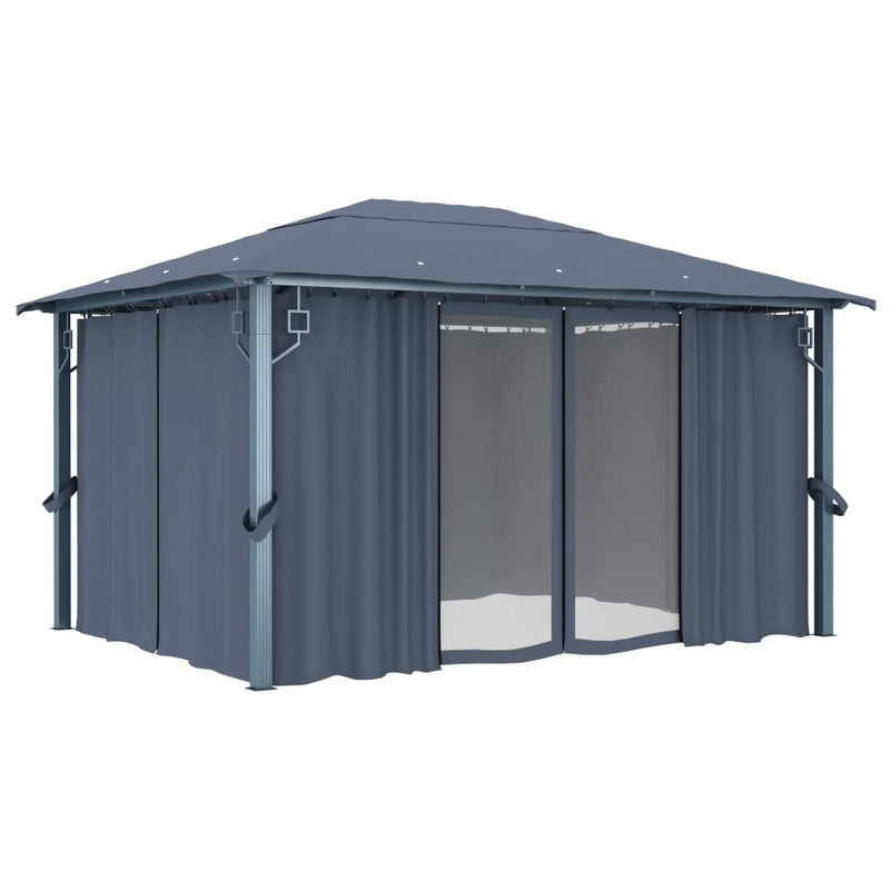 Gazebo with Curtain 400x300 cm Anthracite Aluminium