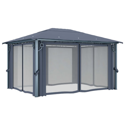 Gazebo with Curtain 400x300 cm Anthracite Aluminium