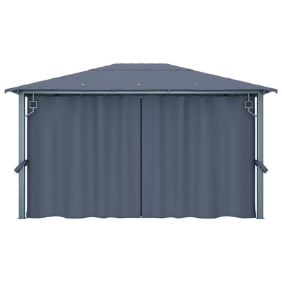 Gazebo with Curtain 400x300 cm Anthracite Aluminium