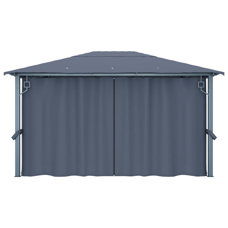 Gazebo with Curtain 400x300 cm Anthracite Aluminium