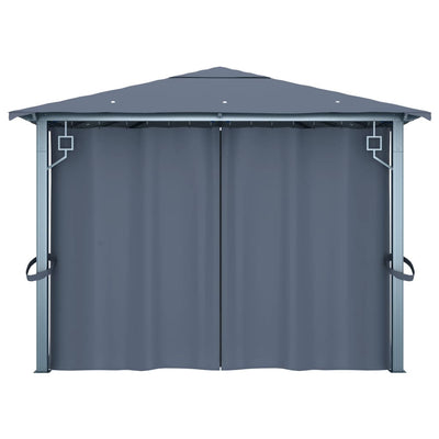 Gazebo with Curtain 400x300 cm Anthracite Aluminium