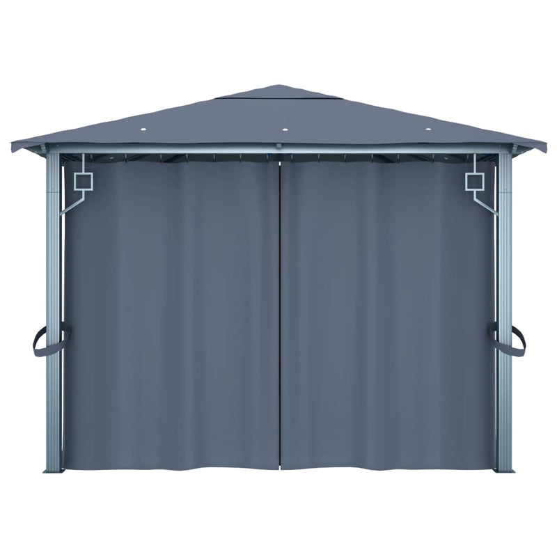 Gazebo with Curtain 400x300 cm Anthracite Aluminium