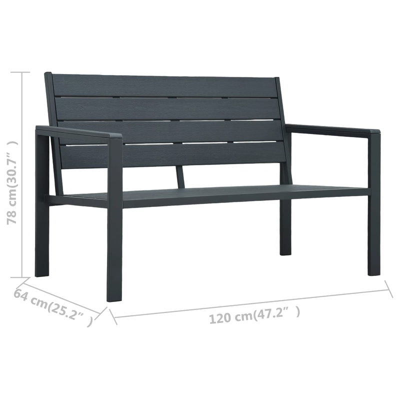 Garden Bench 120 cm HDPE Grey Wood Look