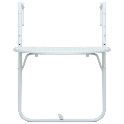 Hanging Balcony Table White 60x64x83.5 cm Plastic Rattan Look