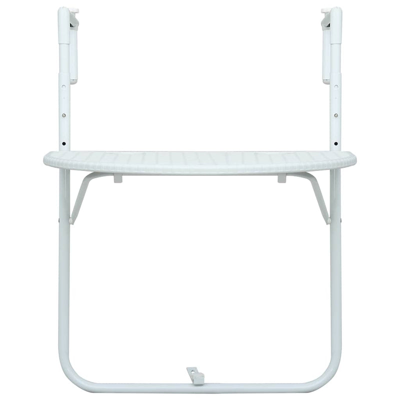 Hanging Balcony Table White 60x64x83.5 cm Plastic Rattan Look