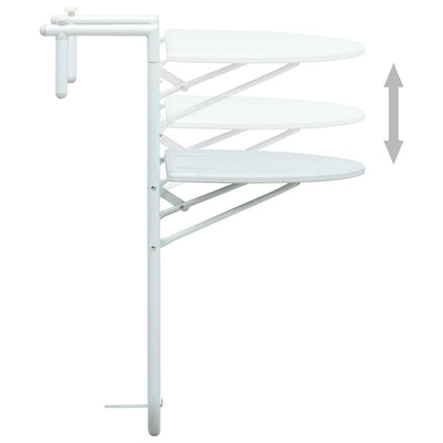 Hanging Balcony Table White 60x64x83.5 cm Plastic Rattan Look