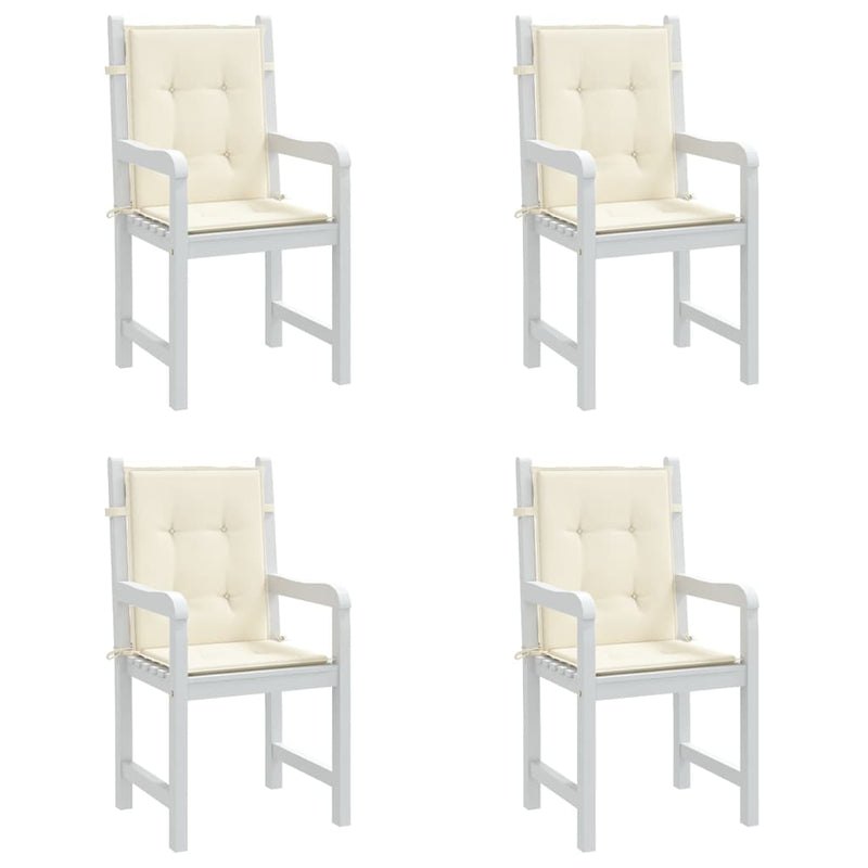 Garden Lowback Chair Cushions 4 pcs Cream 100x50x3 cm Oxford Fabric