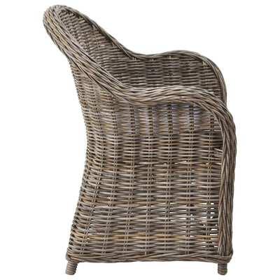 Outdoor Chairs 4 pcs with Cushions Natural Rattan