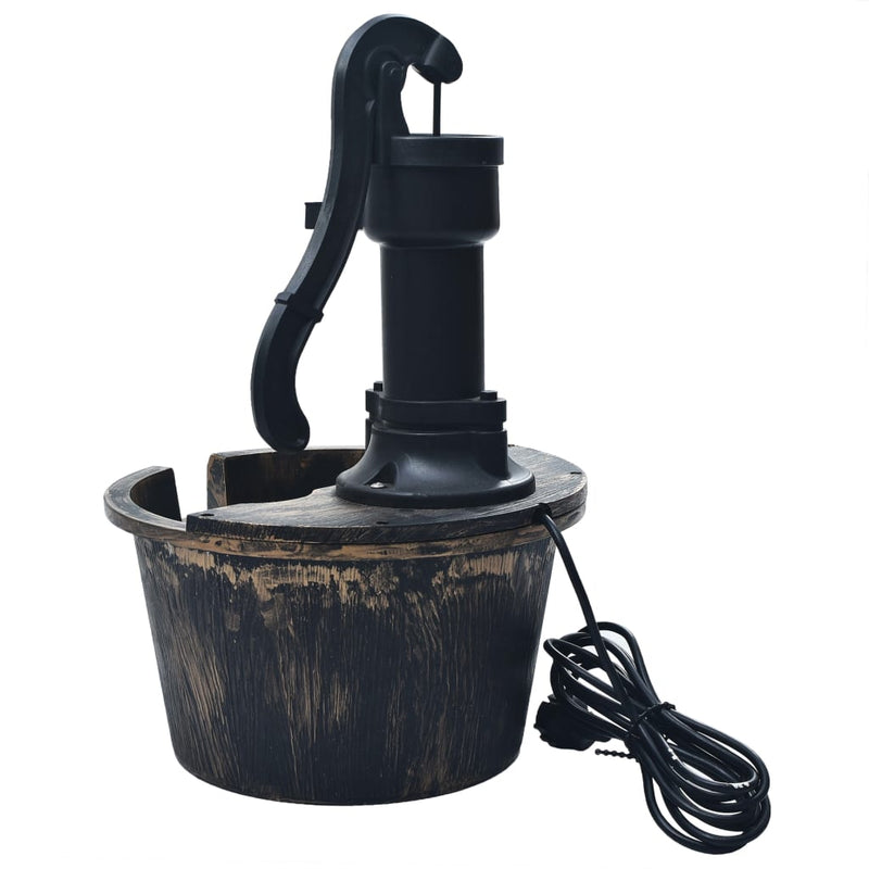 Garden Water Fountain Barrel with Pump