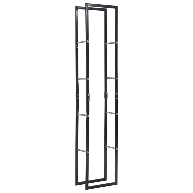 Firewood Rack Black 40x25x200 cm Steel