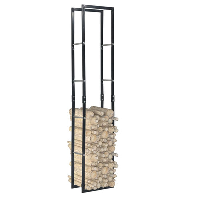 Firewood Rack Black 40x25x200 cm Steel