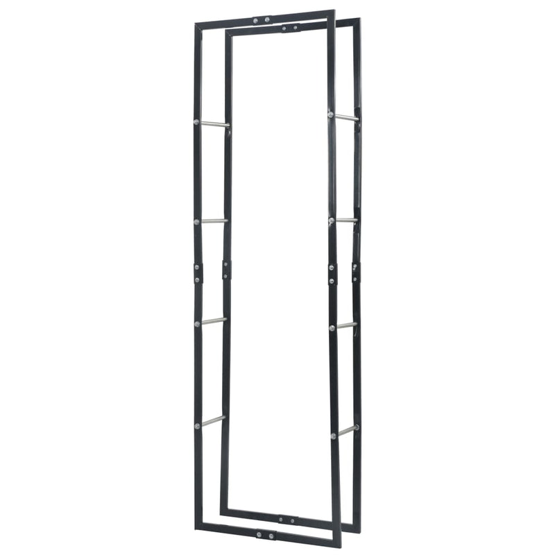 Firewood Rack Black 60x25x200 cm Steel