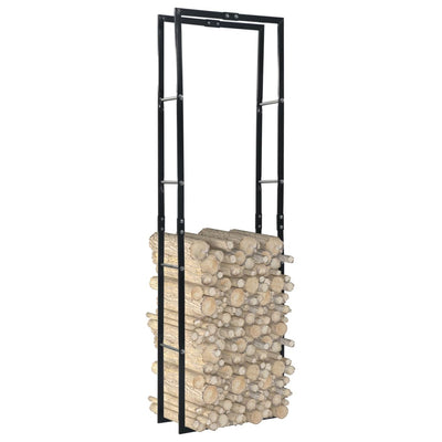 Firewood Rack Black 60x25x200 cm Steel