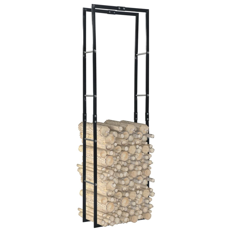 Firewood Rack Black 60x25x200 cm Steel