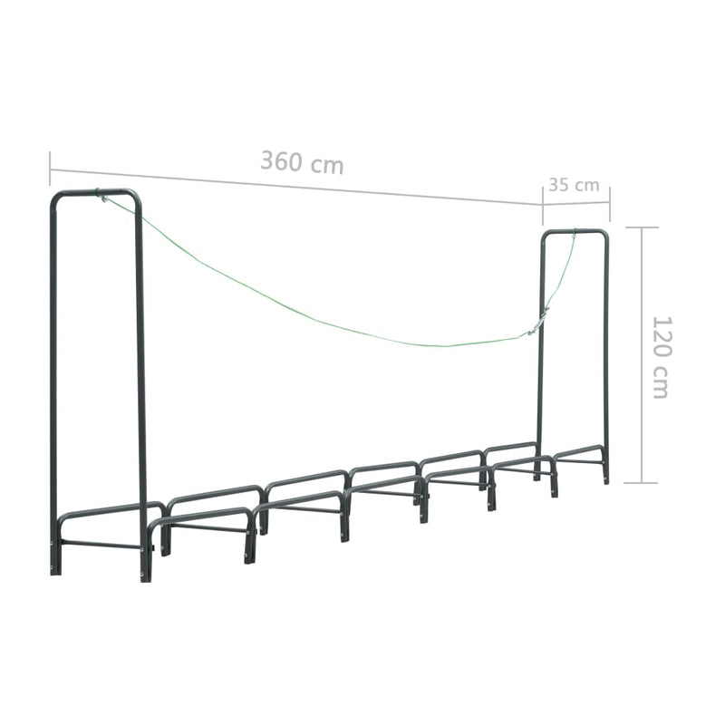 Firewood Rack Anthracite 360x35x120 cm Steel