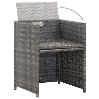 3 Piece Bistro Set with Cushions Poly Rattan Grey