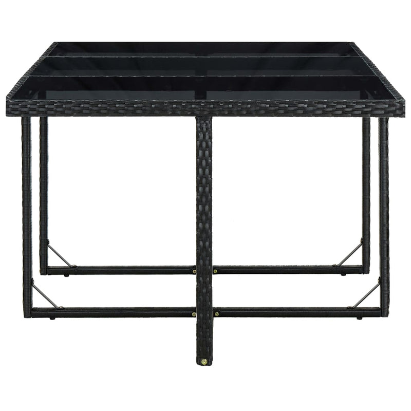11 Piece Outdoor Dining Set with Cushions Poly Rattan Black
