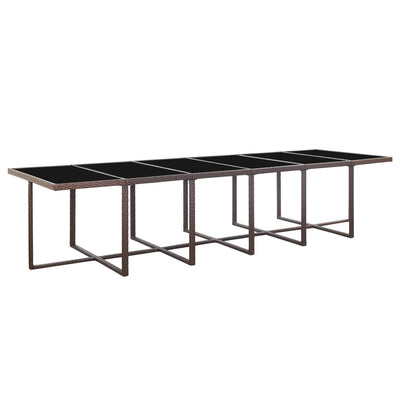 17 Piece Outdoor Dining Set with Cushions Poly Rattan Brown