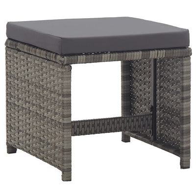 17 Piece Outdoor Dining Set with Cushions Poly Rattan Grey