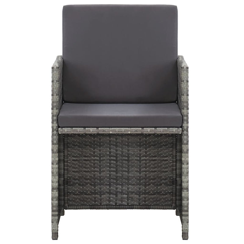 17 Piece Outdoor Dining Set with Cushions Poly Rattan Grey