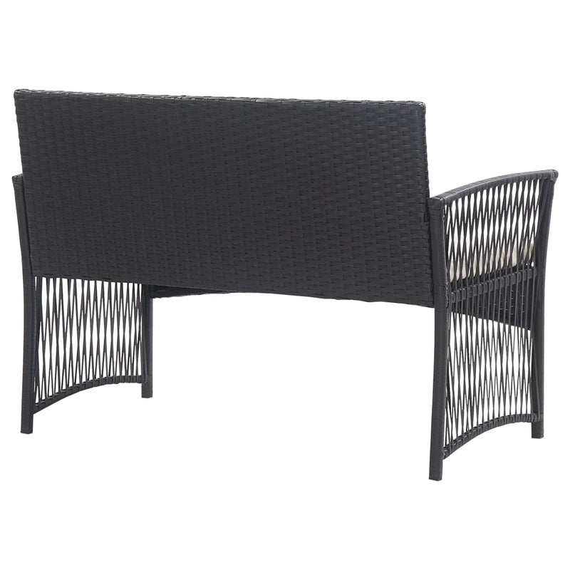 4 Piece Garden Lounge Set with Cushion Poly Rattan Black