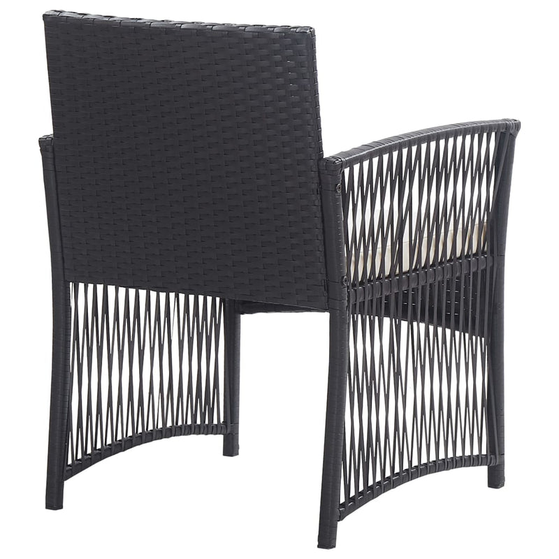 4 Piece Garden Lounge Set with Cushion Poly Rattan Black