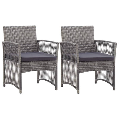 Garden Armchairs with Cushions 2 pcs Anthracite Poly Rattan