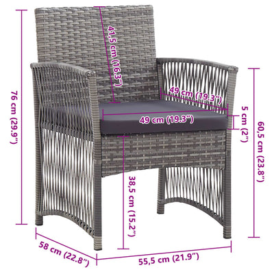 Garden Armchairs with Cushions 2 pcs Anthracite Poly Rattan