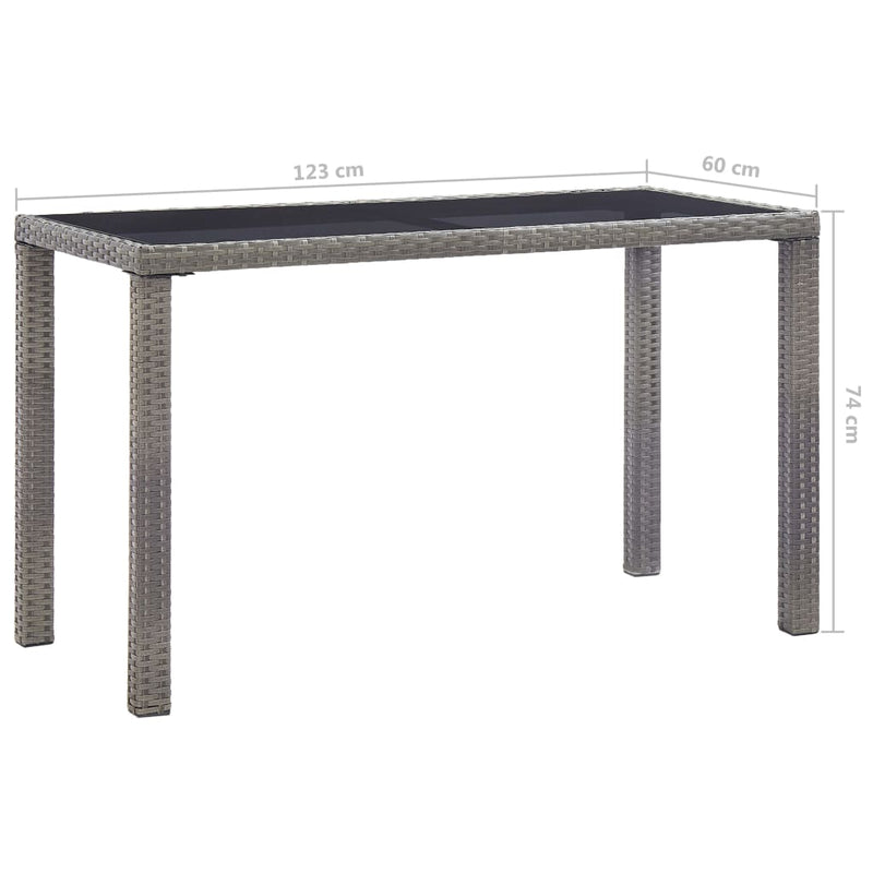 Garden Table Anthracite 123x60x74 cm Poly Rattan