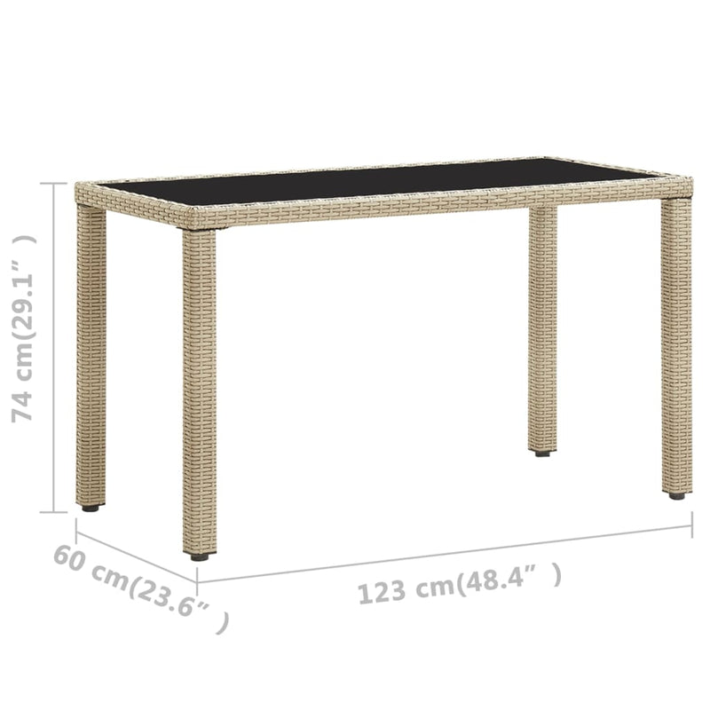 Garden Table Beige 123x60x74 cm Poly Rattan