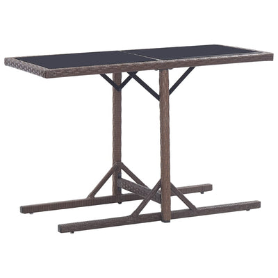 Garden Table Brown 110x53x72 cm and Poly Rattan