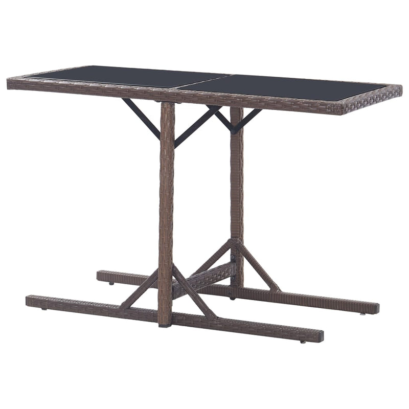 Garden Table Brown 110x53x72 cm and Poly Rattan