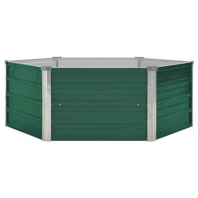 Raised Garden Bed 129x129x46 cm Galvanised Steel Green