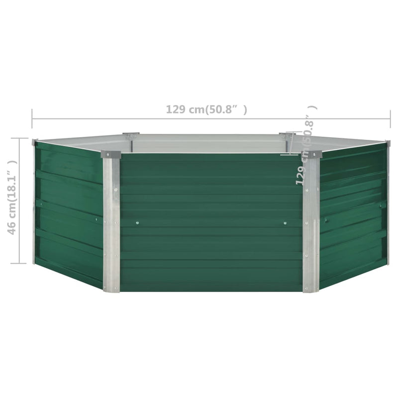 Raised Garden Bed 129x129x46 cm Galvanised Steel Green