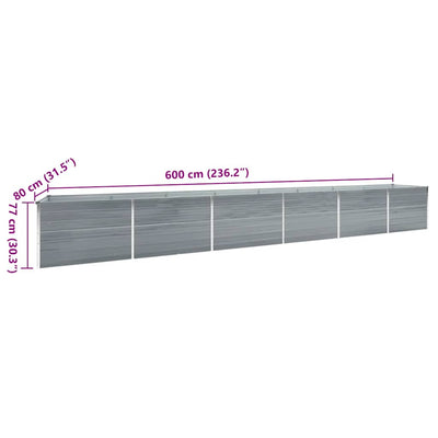 Garden Raised Bed Galvanised Steel 600x80x77 cm Grey