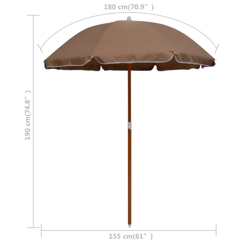 Garden Parasol with Steel Pole 180 cm Taupe