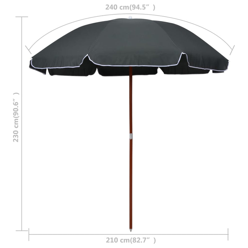 Garden Parasol with Steel Pole 240 cm Anthracite