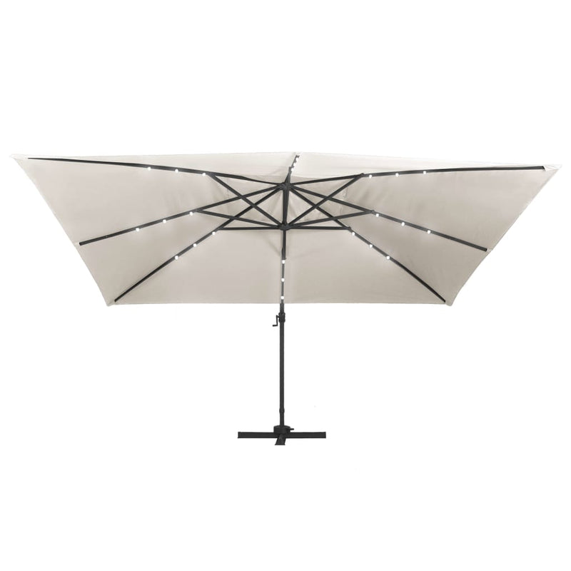 Cantilever Garden Parasol with LED Lights and Aluminium Pole 400x300 cm Sand