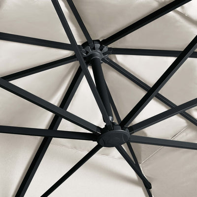 Cantilever Garden Parasol with LED Lights and Aluminium Pole 400x300 cm Sand