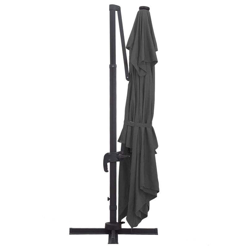 Cantilever Garden Parasol with LED Lights and Aluminium Pole 400x300 cm Anthracite