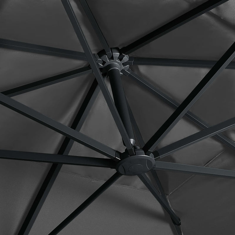 Cantilever Garden Parasol with LED Lights and Aluminium Pole 400x300 cm Anthracite