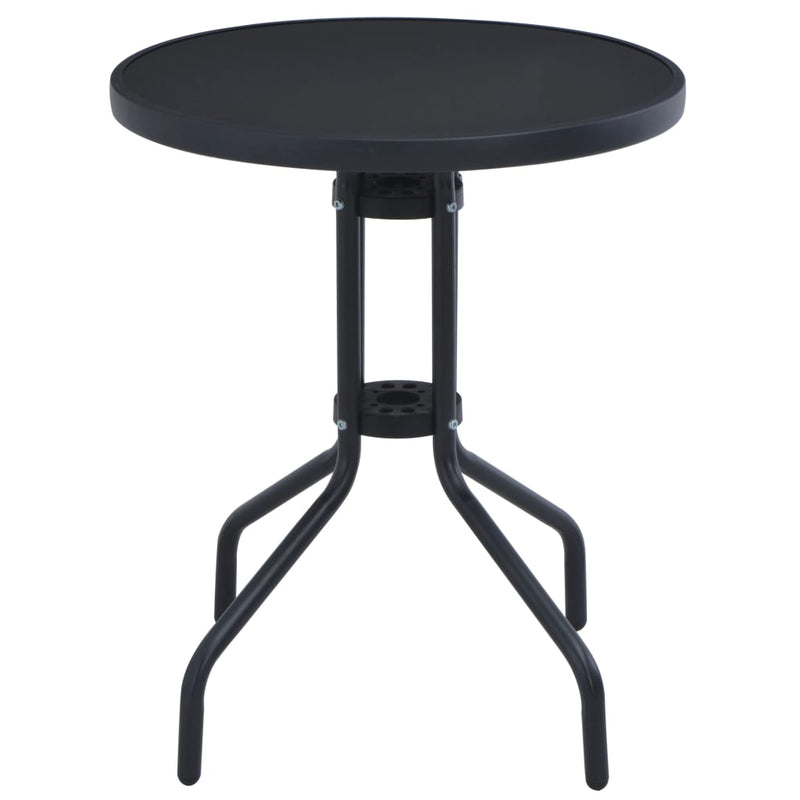 Garden Table Black 60 cm Steel and Glass