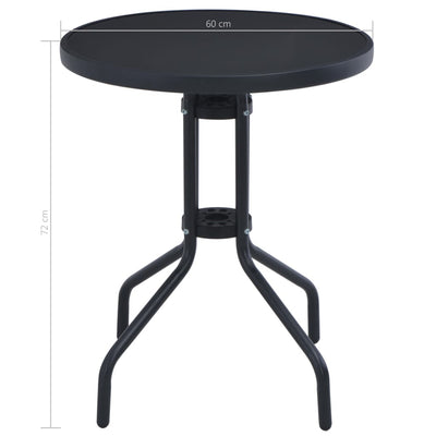 Garden Table Black 60 cm Steel and Glass