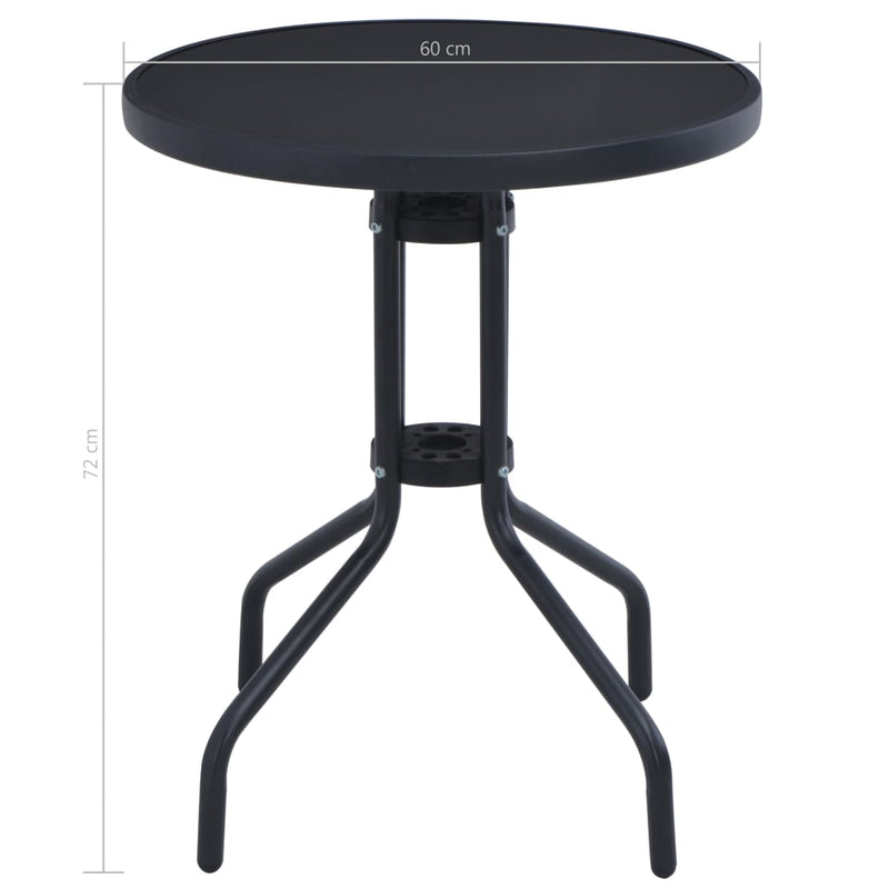 Garden Table Black 60 cm Steel and Glass