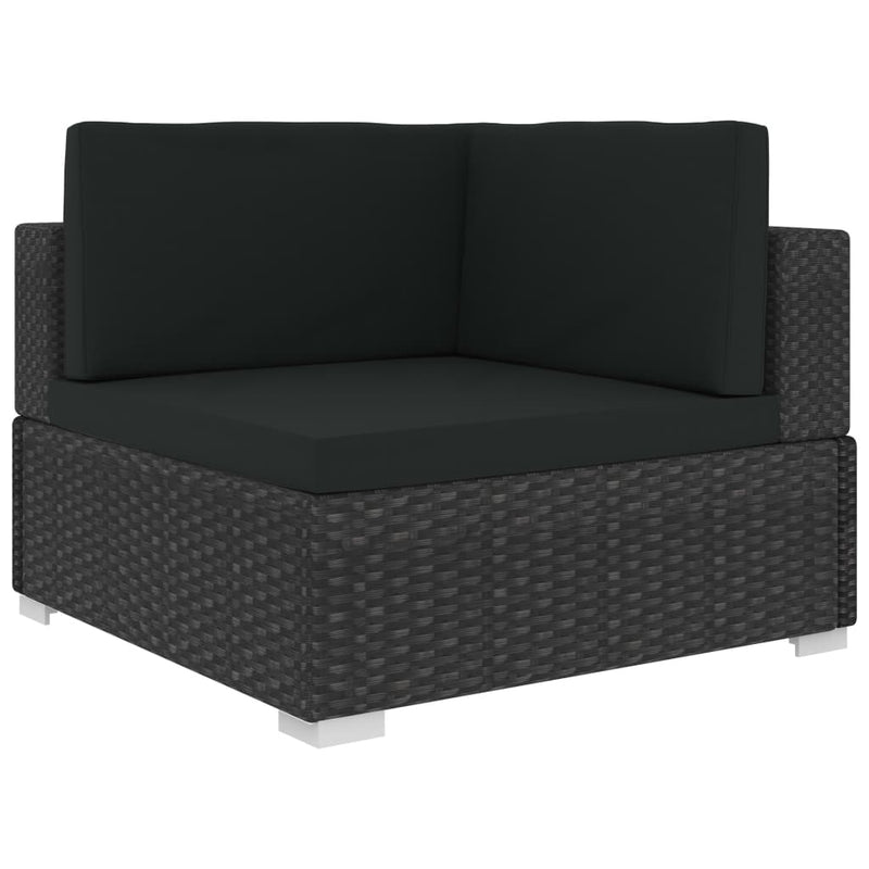 7 Piece Garden Lounge Set with Cushions Poly Rattan Black