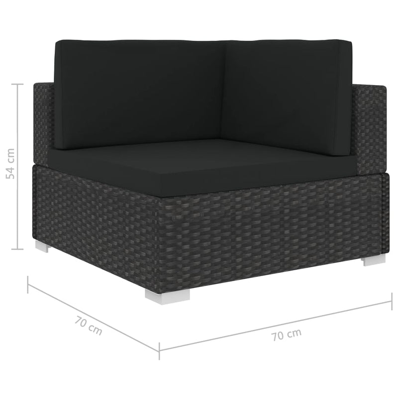 8 Piece Garden Lounge Set with Cushions Poly Rattan Black