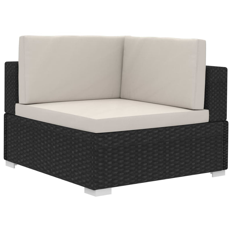 Sectional Corner Chairs 2 pcs with Cushions Poly Rattan Black