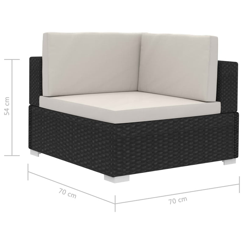 Sectional Corner Chairs 2 pcs with Cushions Poly Rattan Black